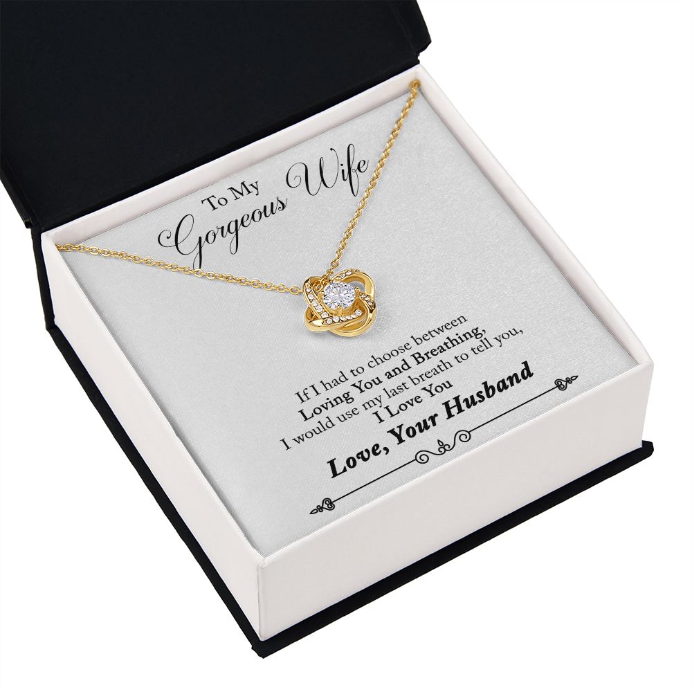 To My Wife Loving You and Breathing Infinity Knot Necklace Message Card-Express Your Love Gifts