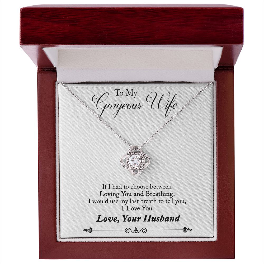 To My Wife Loving You and Breathing Infinity Knot Necklace Message Card-Express Your Love Gifts