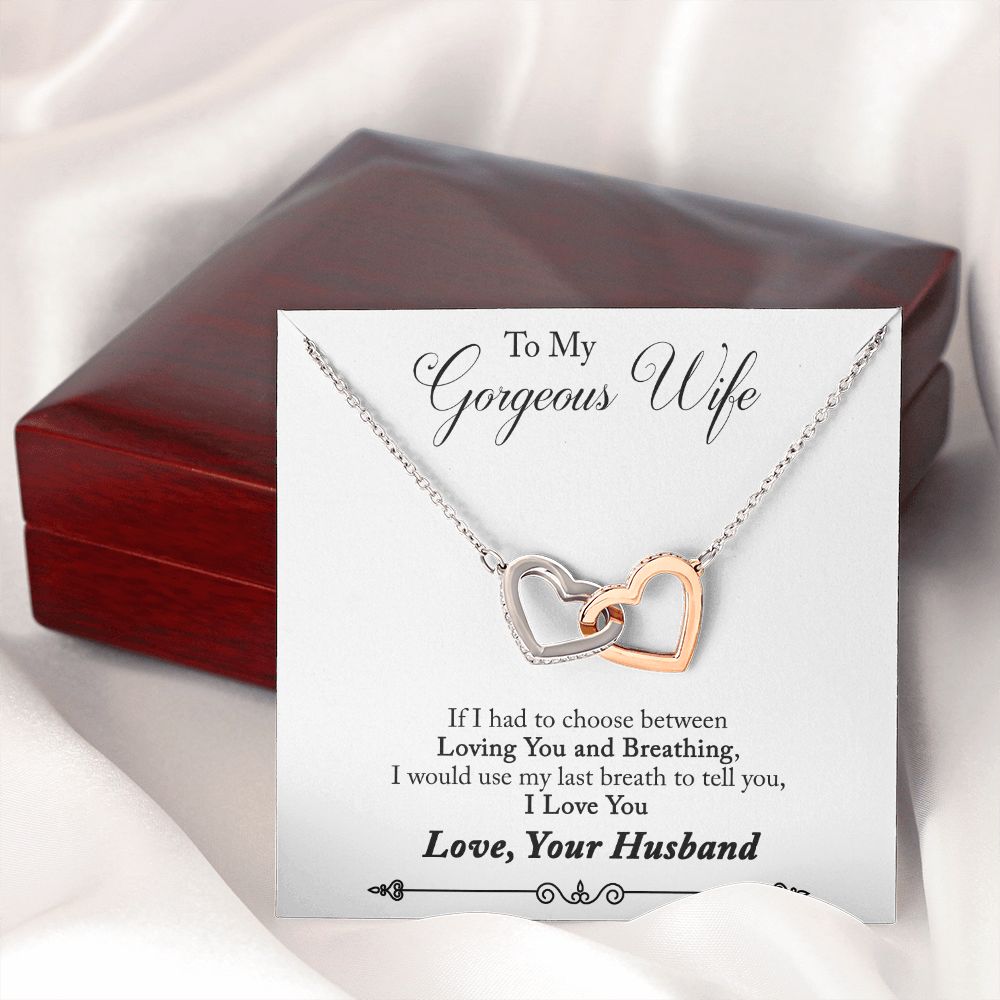 To My Wife Loving You and Breathing Inseparable Necklace-Express Your Love Gifts