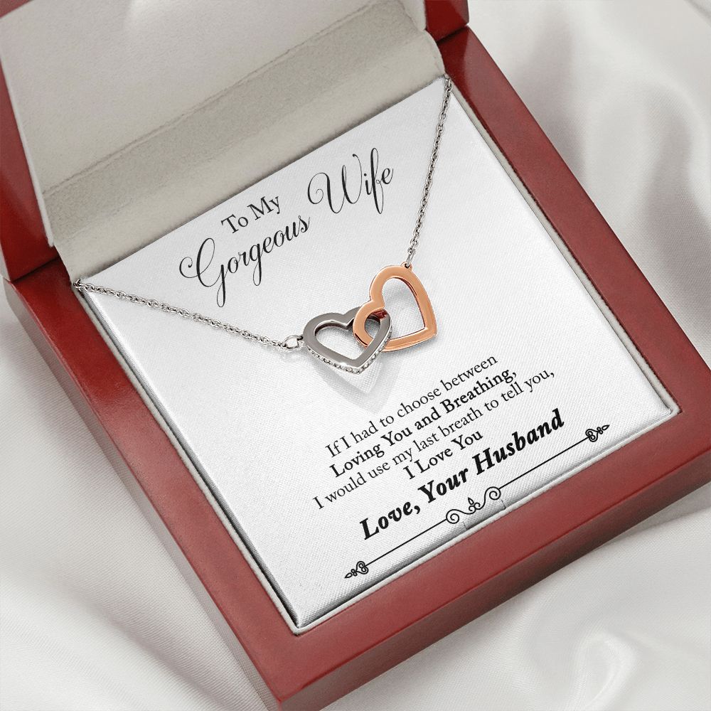 To My Wife Loving You and Breathing Inseparable Necklace-Express Your Love Gifts