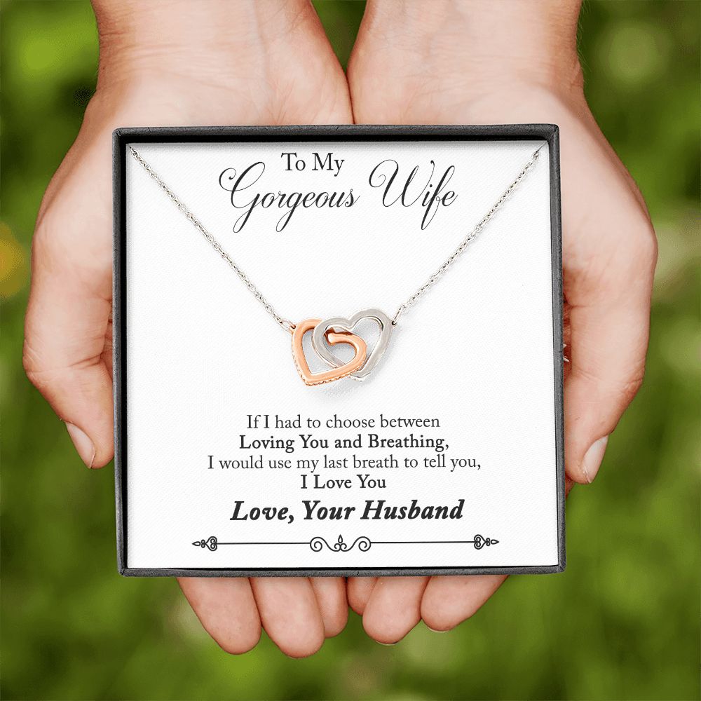 To My Wife Loving You and Breathing Inseparable Necklace-Express Your Love Gifts