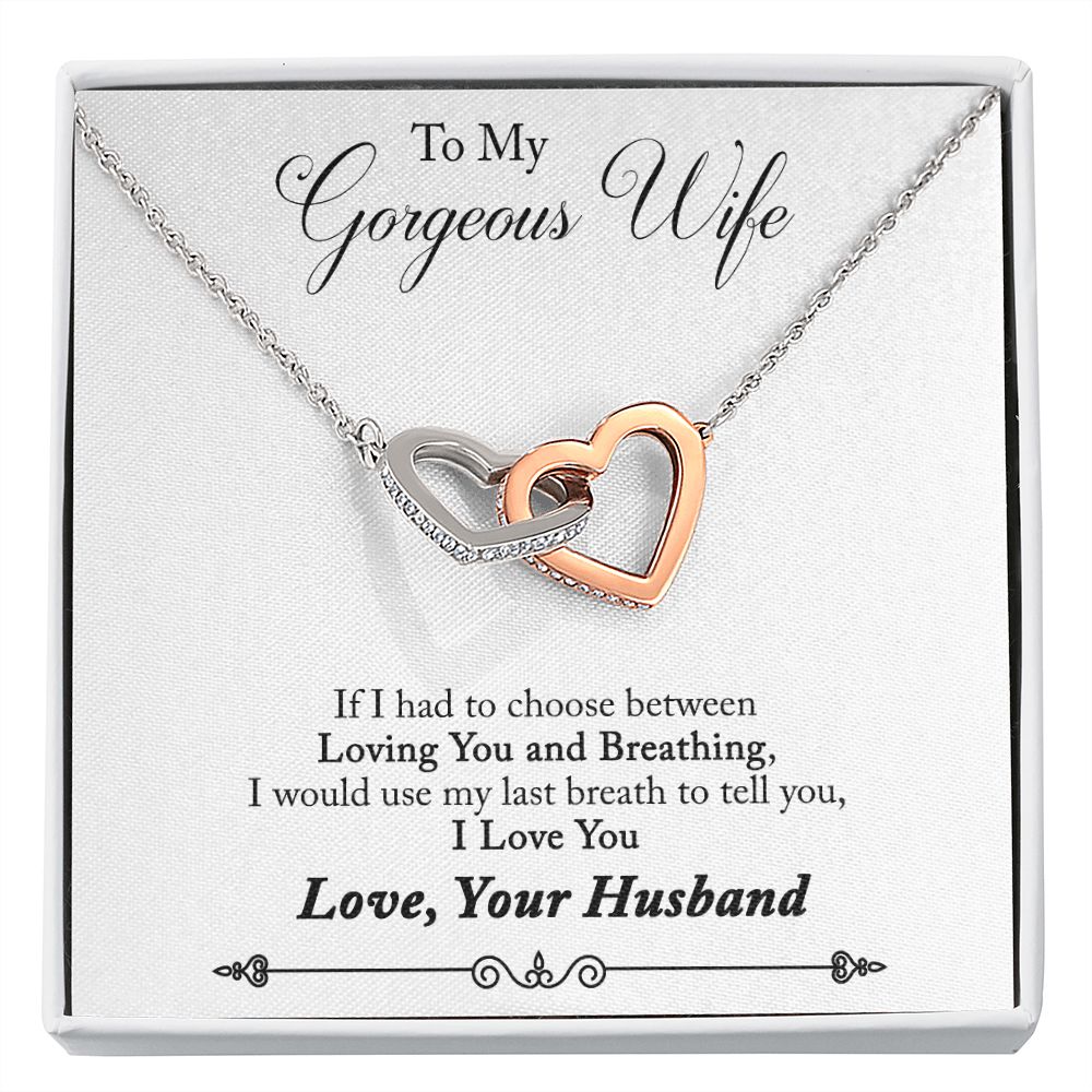 To My Wife Loving You and Breathing Inseparable Necklace-Express Your Love Gifts