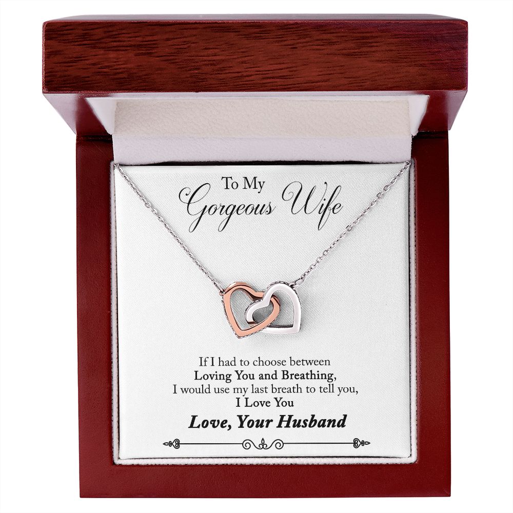 To My Wife Loving You and Breathing Inseparable Necklace-Express Your Love Gifts