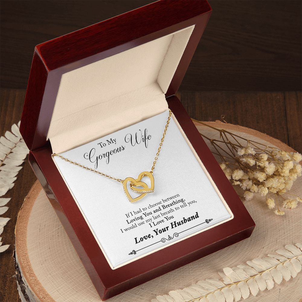 To My Wife Loving You and Breathing Inseparable Necklace-Express Your Love Gifts