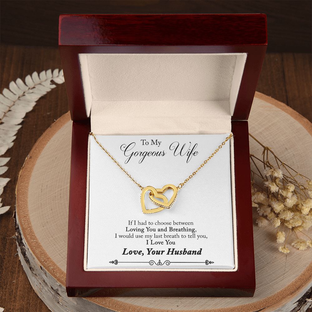 To My Wife Loving You and Breathing Inseparable Necklace-Express Your Love Gifts