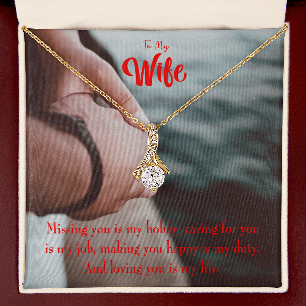 To My Wife Loving You is my Life Alluring Ribbon Necklace Message Card-Express Your Love Gifts