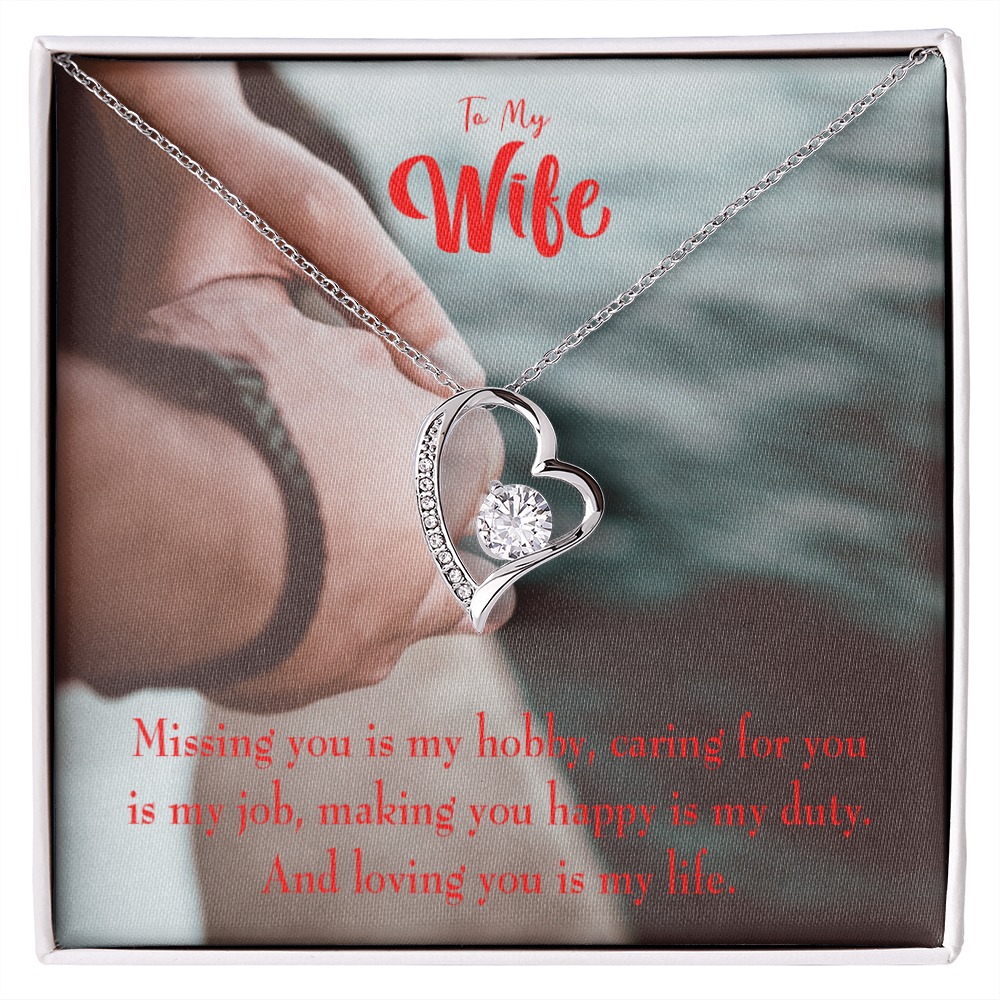 To My Wife Loving You is My Life Forever Necklace w Message Card-Express Your Love Gifts