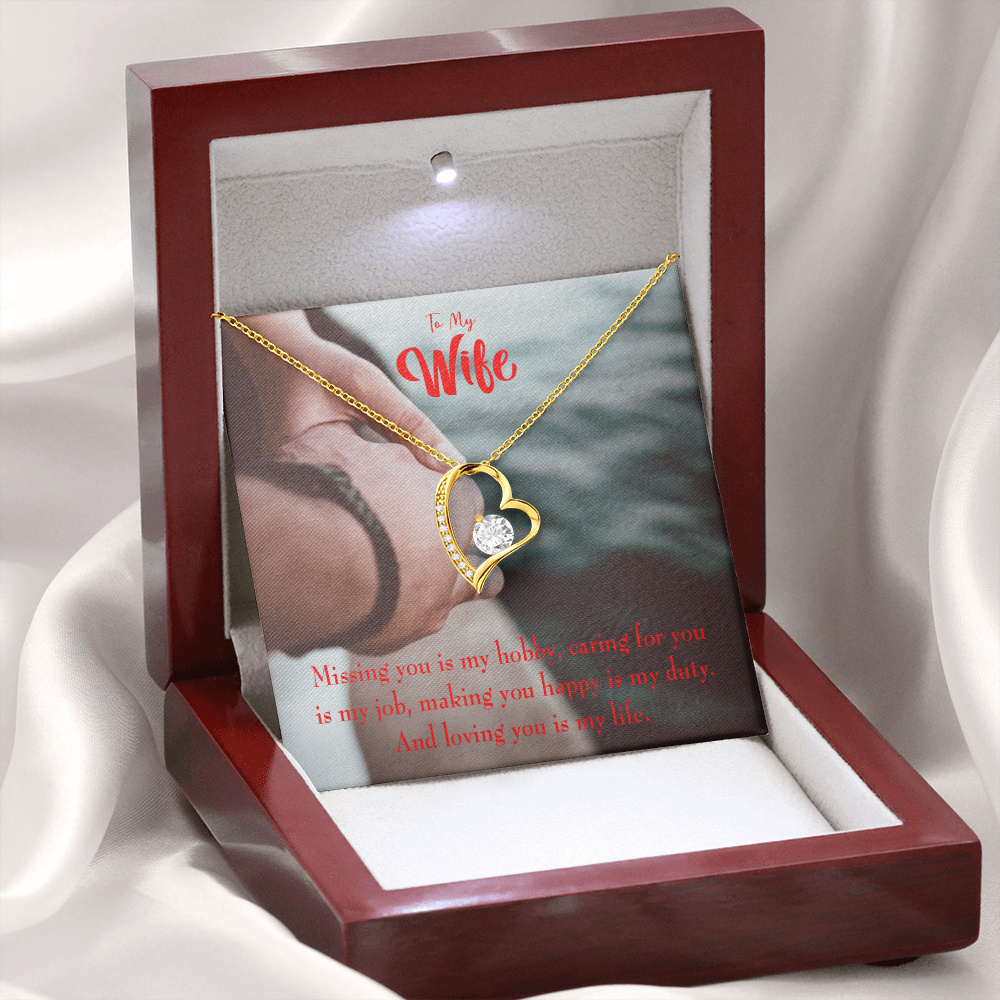 To My Wife Loving You is My Life Forever Necklace w Message Card-Express Your Love Gifts