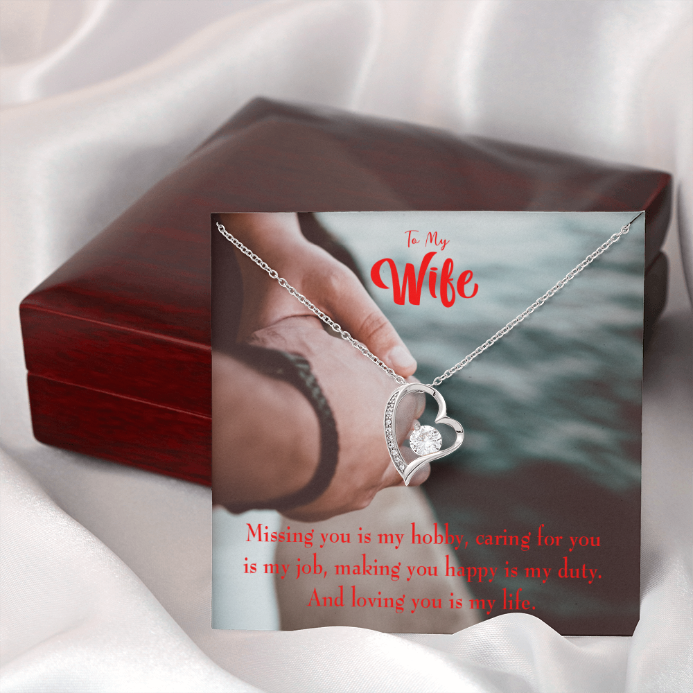 To My Wife Loving You is My Life Forever Necklace w Message Card-Express Your Love Gifts