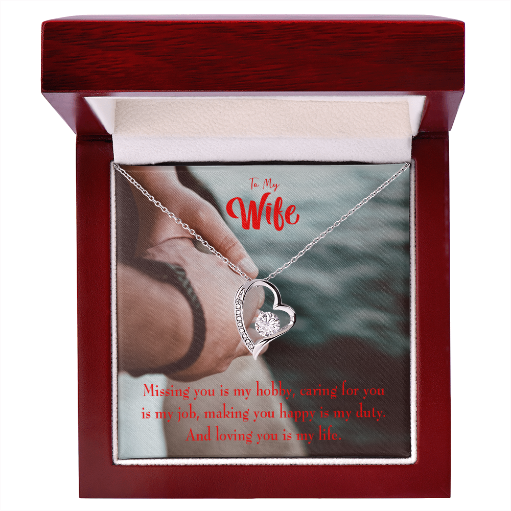 To My Wife Loving You is My Life Forever Necklace w Message Card-Express Your Love Gifts