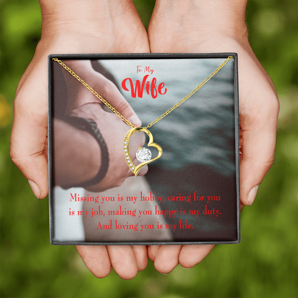 To My Wife Loving You is My Life Forever Necklace w Message Card-Express Your Love Gifts