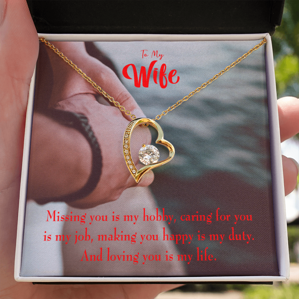 To My Wife Loving You is My Life Forever Necklace w Message Card-Express Your Love Gifts