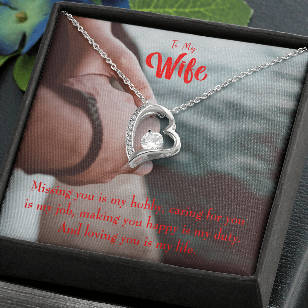 To My Wife Loving You is My Life Forever Necklace w Message Card-Express Your Love Gifts