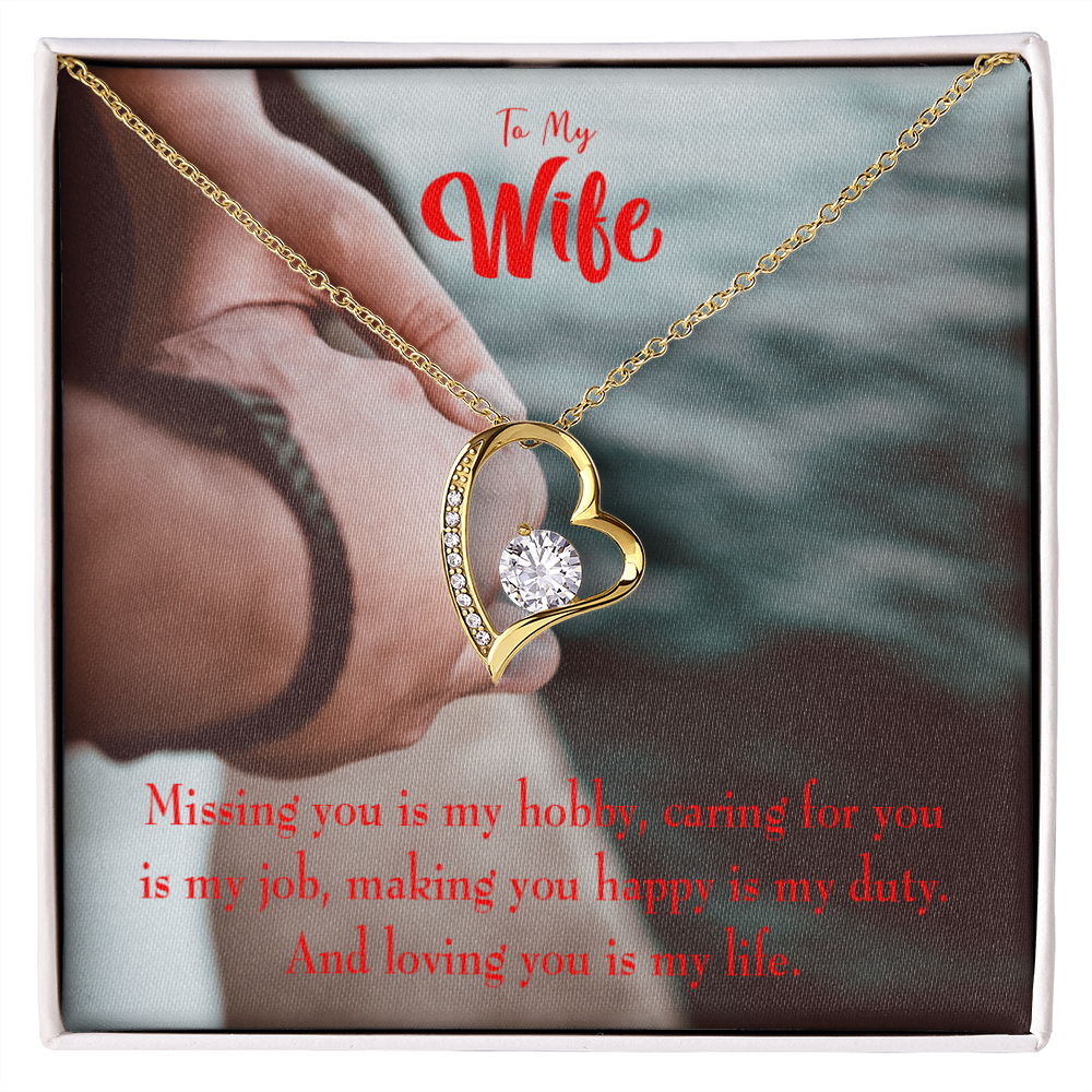 To My Wife Loving You is My Life Forever Necklace w Message Card-Express Your Love Gifts