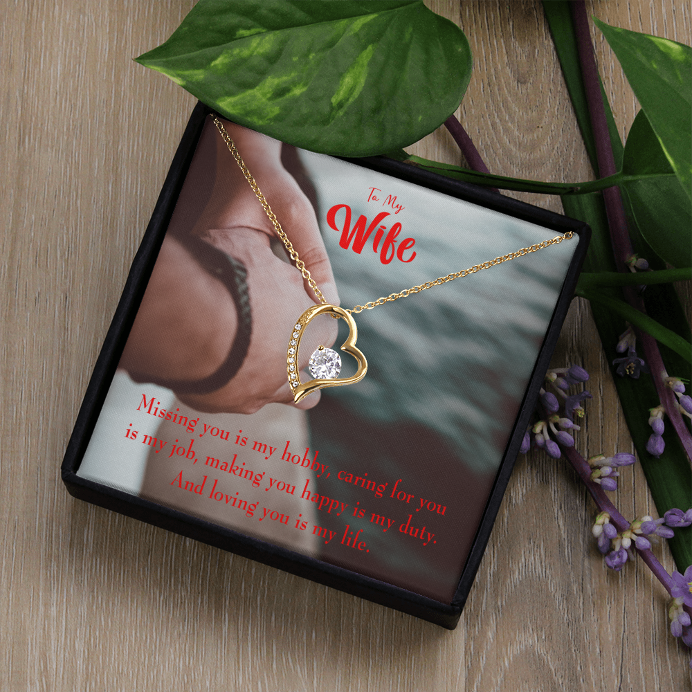 To My Wife Loving You is My Life Forever Necklace w Message Card-Express Your Love Gifts