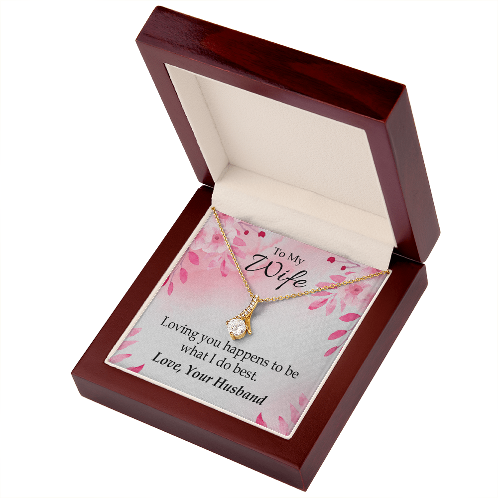 To My Wife Loving you is what I do best Alluring Ribbon Necklace Message Card-Express Your Love Gifts