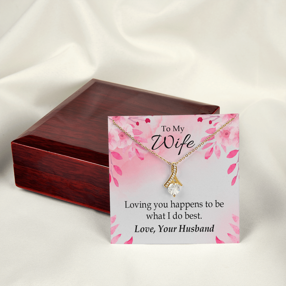 To My Wife Loving you is what I do best Alluring Ribbon Necklace Message Card-Express Your Love Gifts