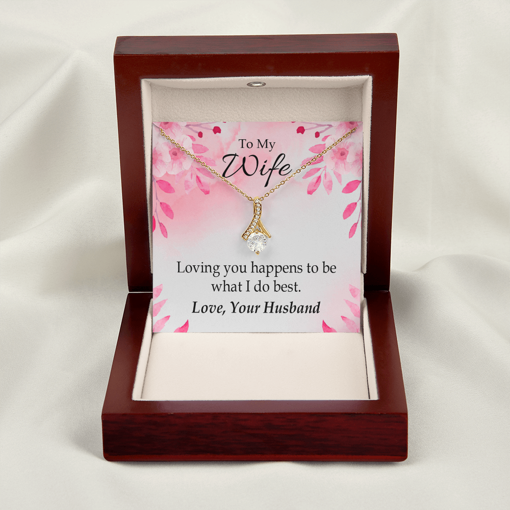 To My Wife Loving you is what I do best Alluring Ribbon Necklace Message Card-Express Your Love Gifts