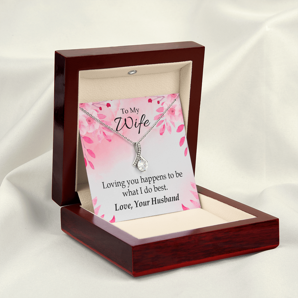 To My Wife Loving you is what I do best Alluring Ribbon Necklace Message Card-Express Your Love Gifts