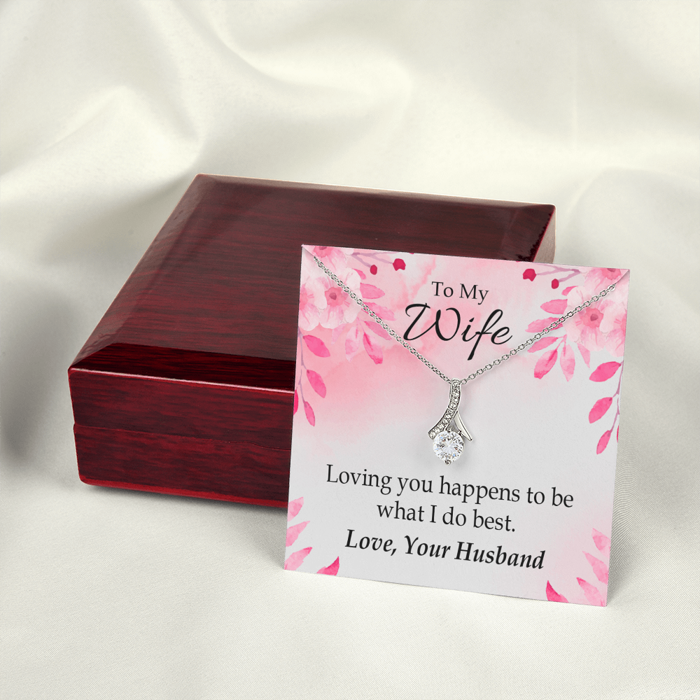 To My Wife Loving you is what I do best Alluring Ribbon Necklace Message Card-Express Your Love Gifts