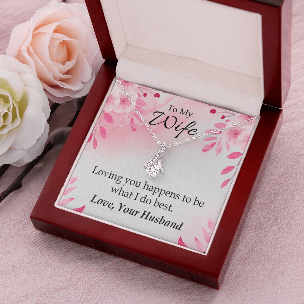 To My Wife Loving you is what I do best Alluring Ribbon Necklace Message Card-Express Your Love Gifts