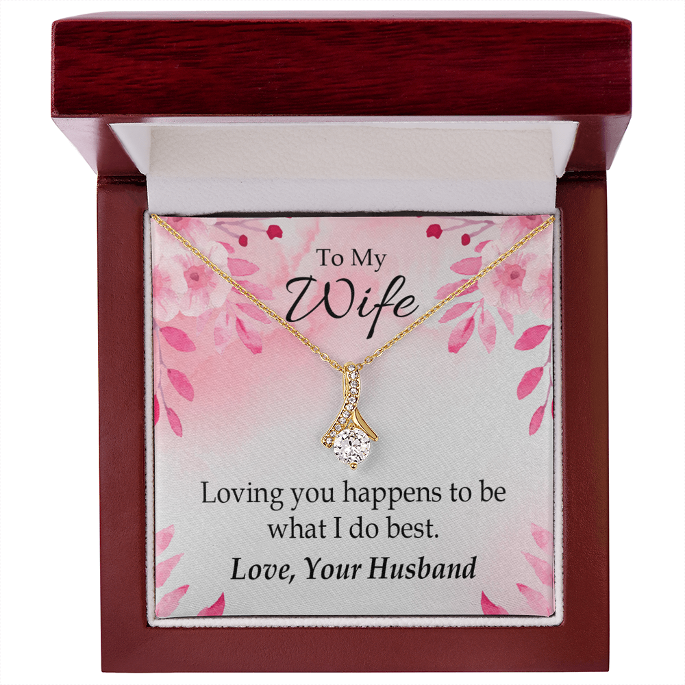 To My Wife Loving you is what I do best Alluring Ribbon Necklace Message Card-Express Your Love Gifts