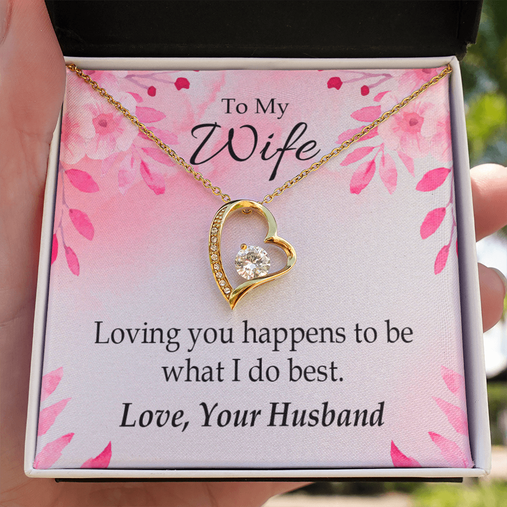 To My Wife Loving you is what I do best Forever Necklace w Message Card-Express Your Love Gifts