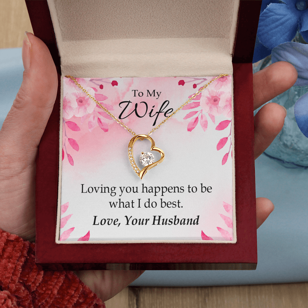 To My Wife Loving you is what I do best Forever Necklace w Message Card-Express Your Love Gifts