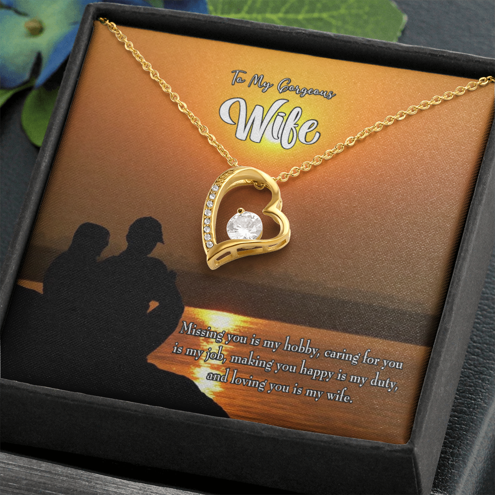 To My Wife Missing You Forever Necklace w Message Card-Express Your Love Gifts