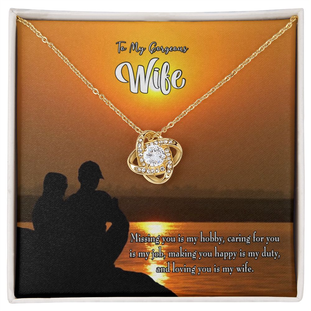 To My Wife Missing You Infinity Knot Necklace Message Card-Express Your Love Gifts