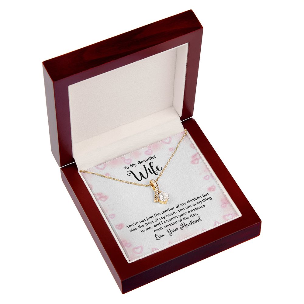 To My Wife Mother of My Children Alluring Ribbon Necklace Message Card-Express Your Love Gifts