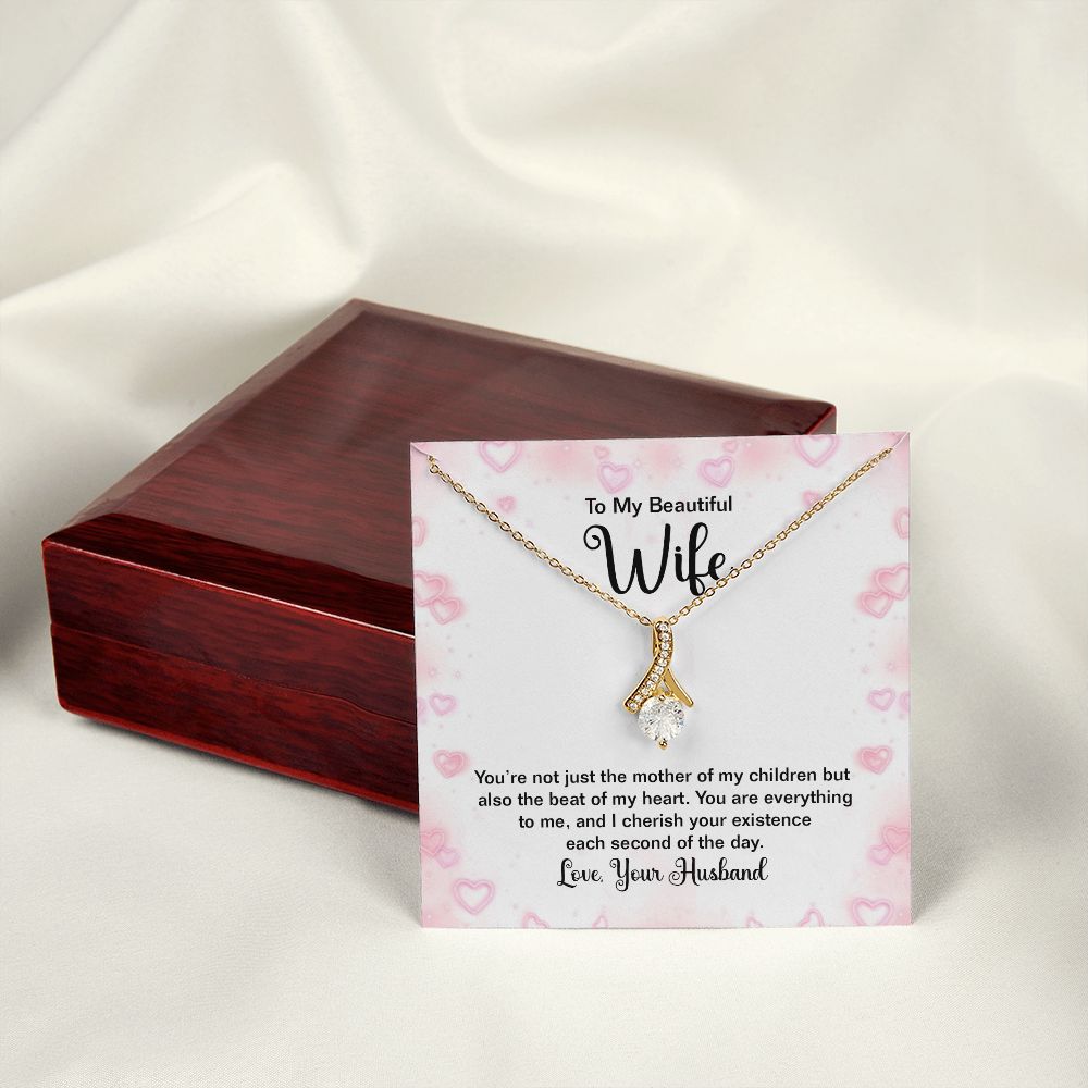 To My Wife Mother of My Children Alluring Ribbon Necklace Message Card-Express Your Love Gifts