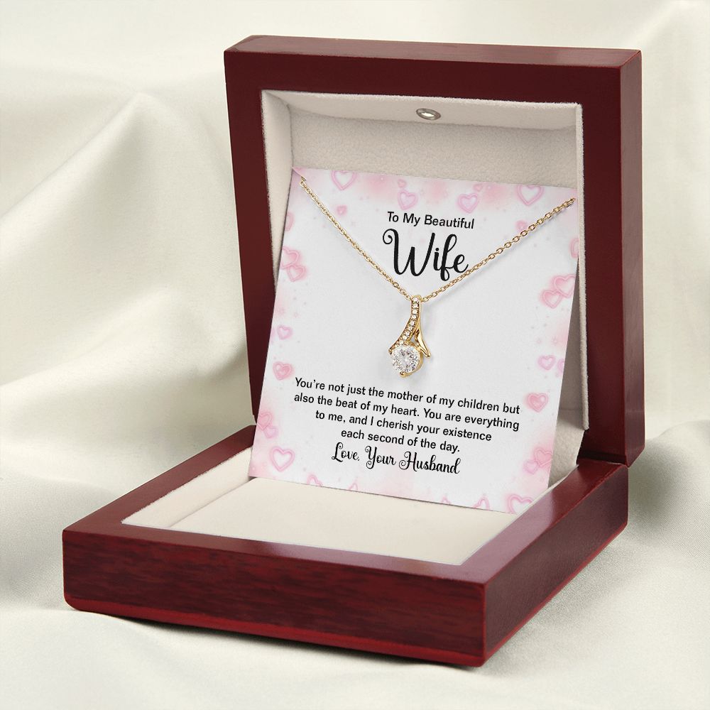 To My Wife Mother of My Children Alluring Ribbon Necklace Message Card-Express Your Love Gifts