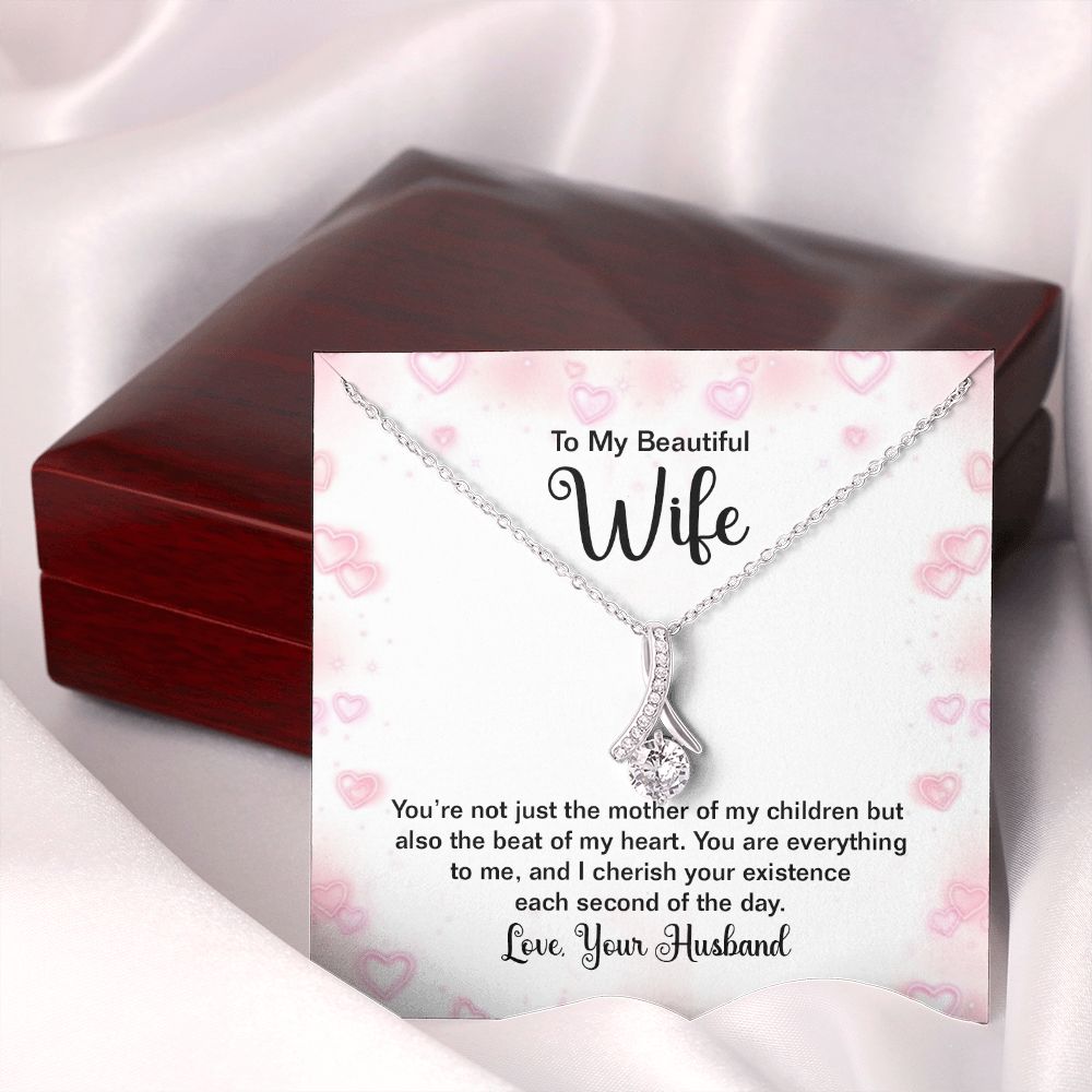 To My Wife Mother of My Children Alluring Ribbon Necklace Message Card-Express Your Love Gifts