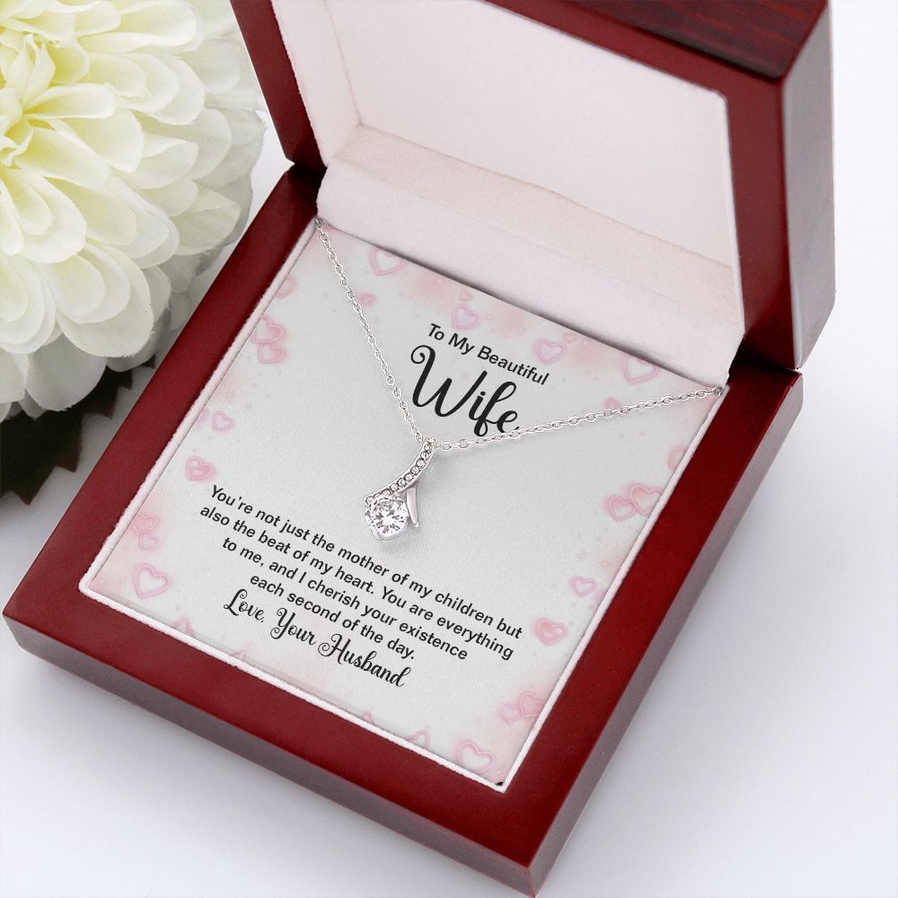 To My Wife Mother of My Children Alluring Ribbon Necklace Message Card-Express Your Love Gifts