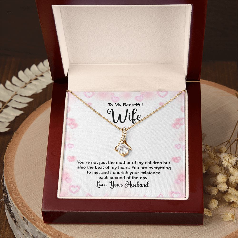 To My Wife Mother of My Children Alluring Ribbon Necklace Message Card-Express Your Love Gifts