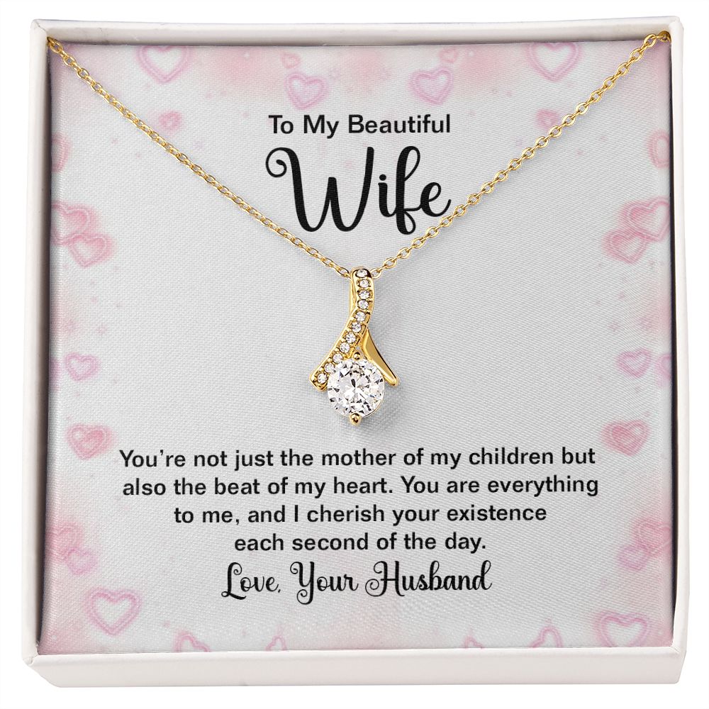 To My Wife Mother of My Children Alluring Ribbon Necklace Message Card-Express Your Love Gifts