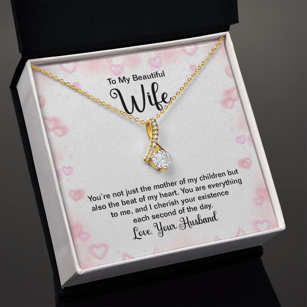 To My Wife Mother of My Children Alluring Ribbon Necklace Message Card-Express Your Love Gifts