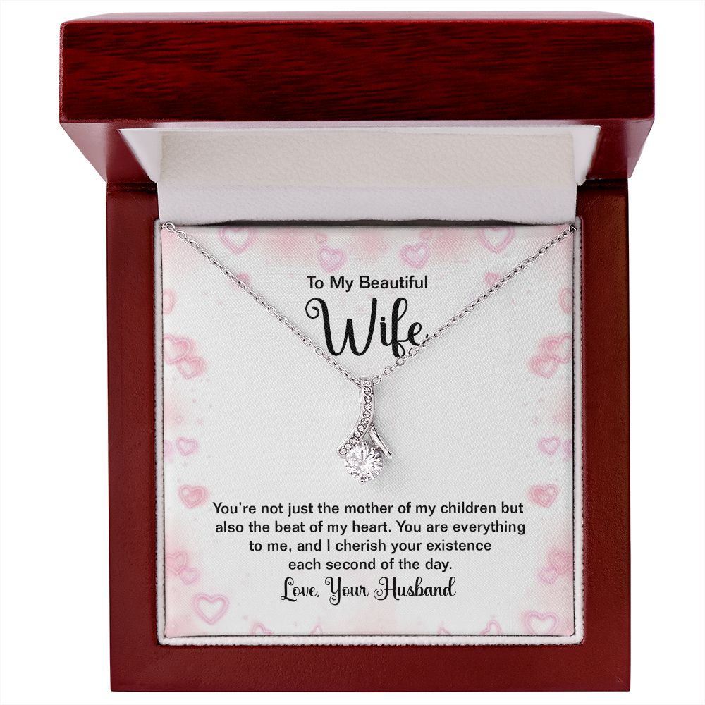 To My Wife Mother of My Children Alluring Ribbon Necklace Message Card-Express Your Love Gifts