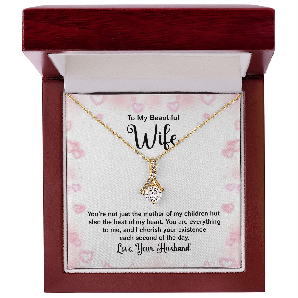 To My Wife Mother of My Children Alluring Ribbon Necklace Message Card-Express Your Love Gifts