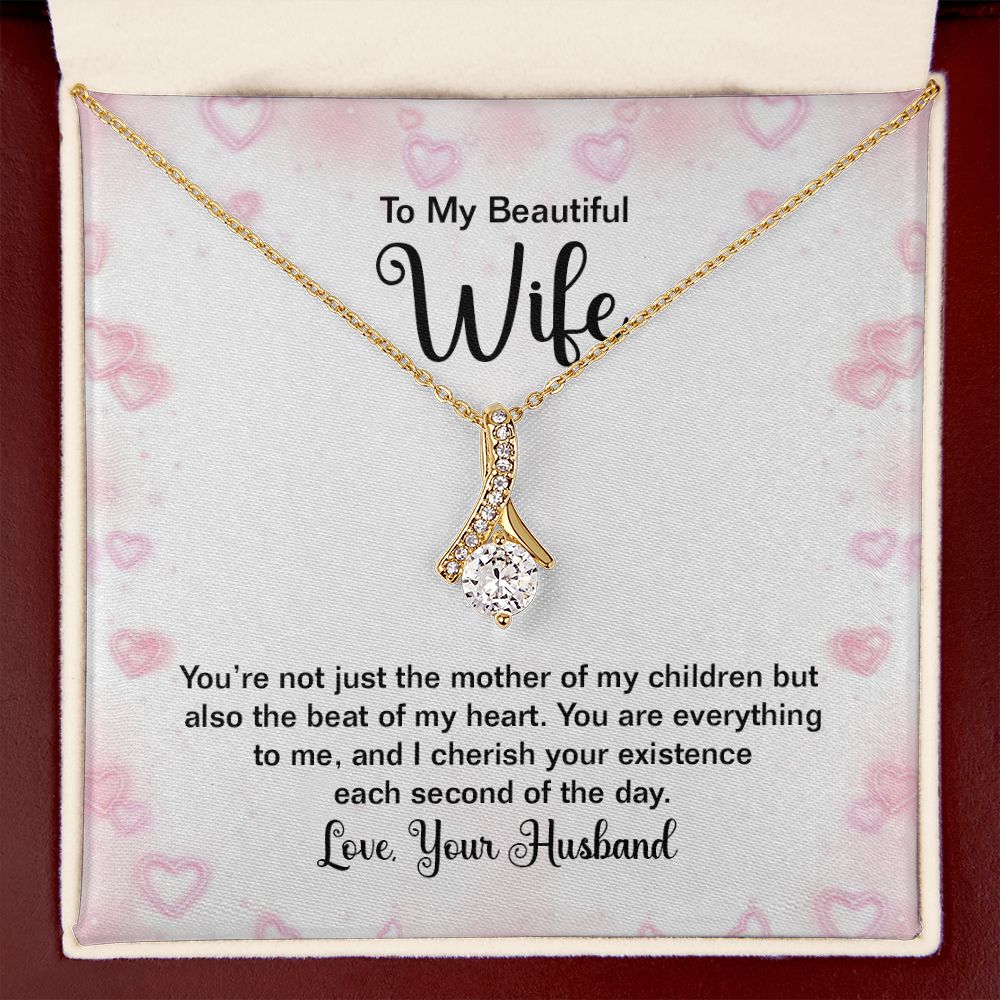 To My Wife Mother of My Children Alluring Ribbon Necklace Message Card-Express Your Love Gifts