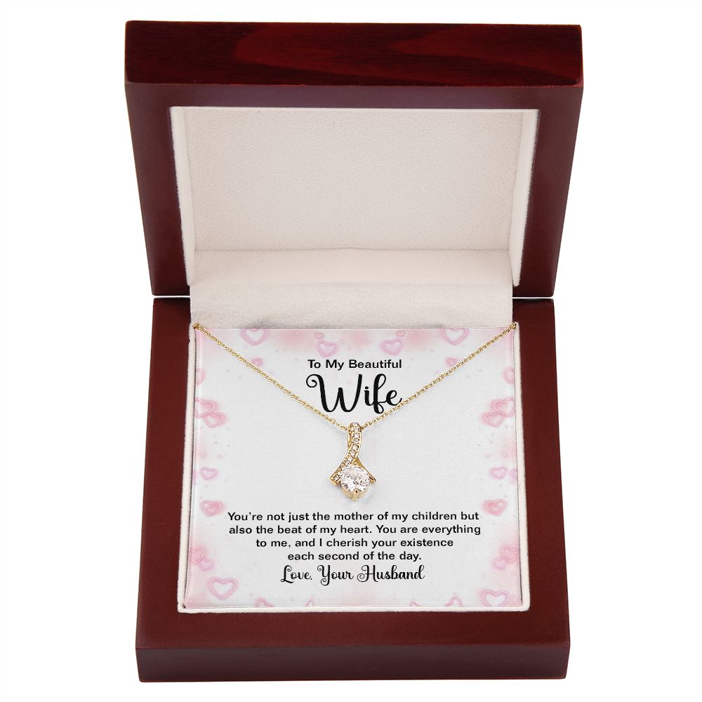 To My Wife Mother of My Children Alluring Ribbon Necklace Message Card-Express Your Love Gifts