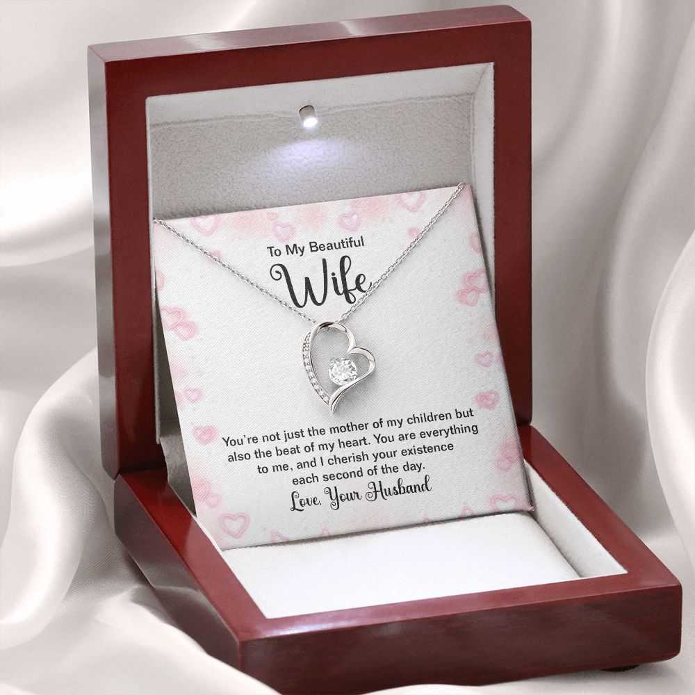 To My Wife Mother of My Children Forever Necklace w Message Card-Express Your Love Gifts