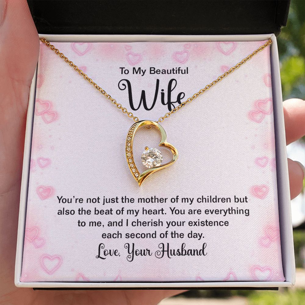 To My Wife Mother of My Children Forever Necklace w Message Card-Express Your Love Gifts