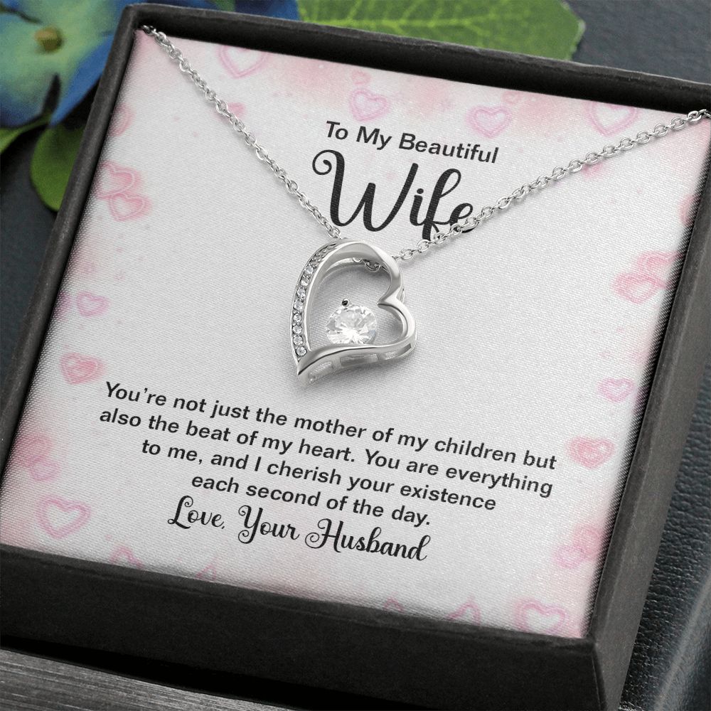 To My Wife Mother of My Children Forever Necklace w Message Card-Express Your Love Gifts