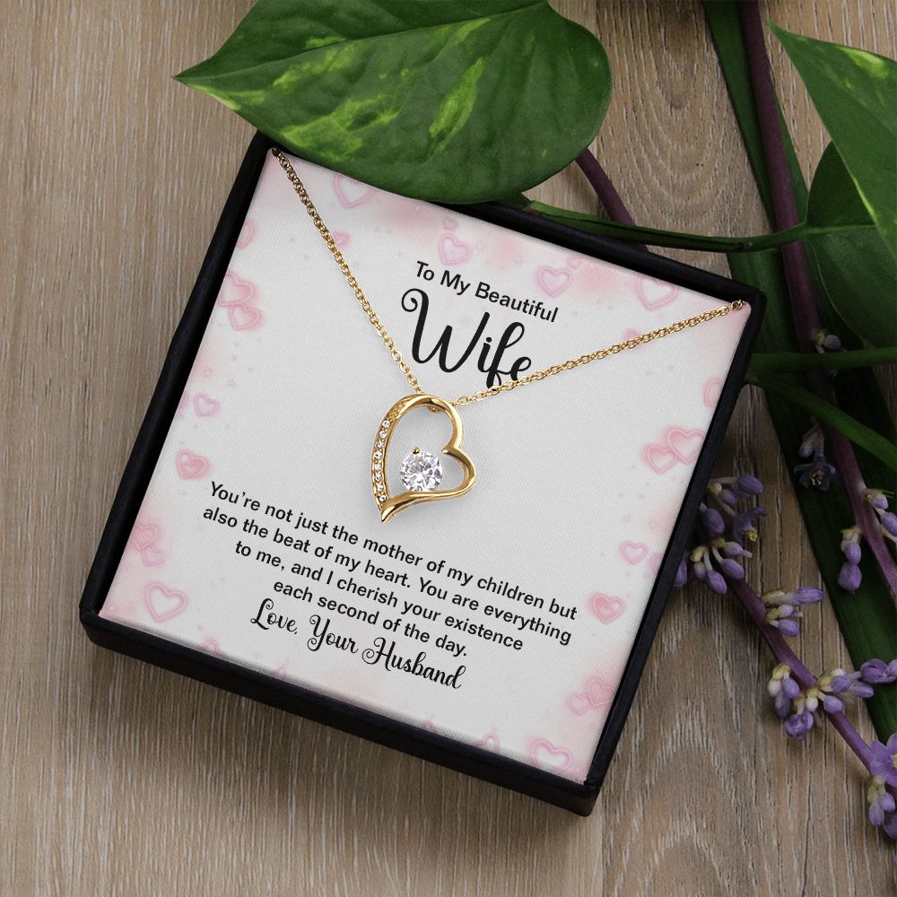 To My Wife Mother of My Children Forever Necklace w Message Card-Express Your Love Gifts