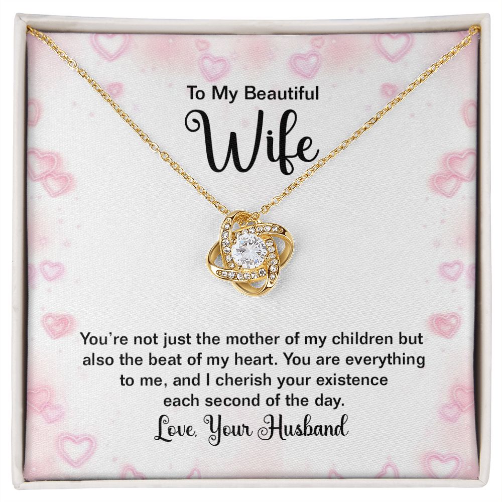 To My Wife Mother of My Children Infinity Knot Necklace Message Card-Express Your Love Gifts