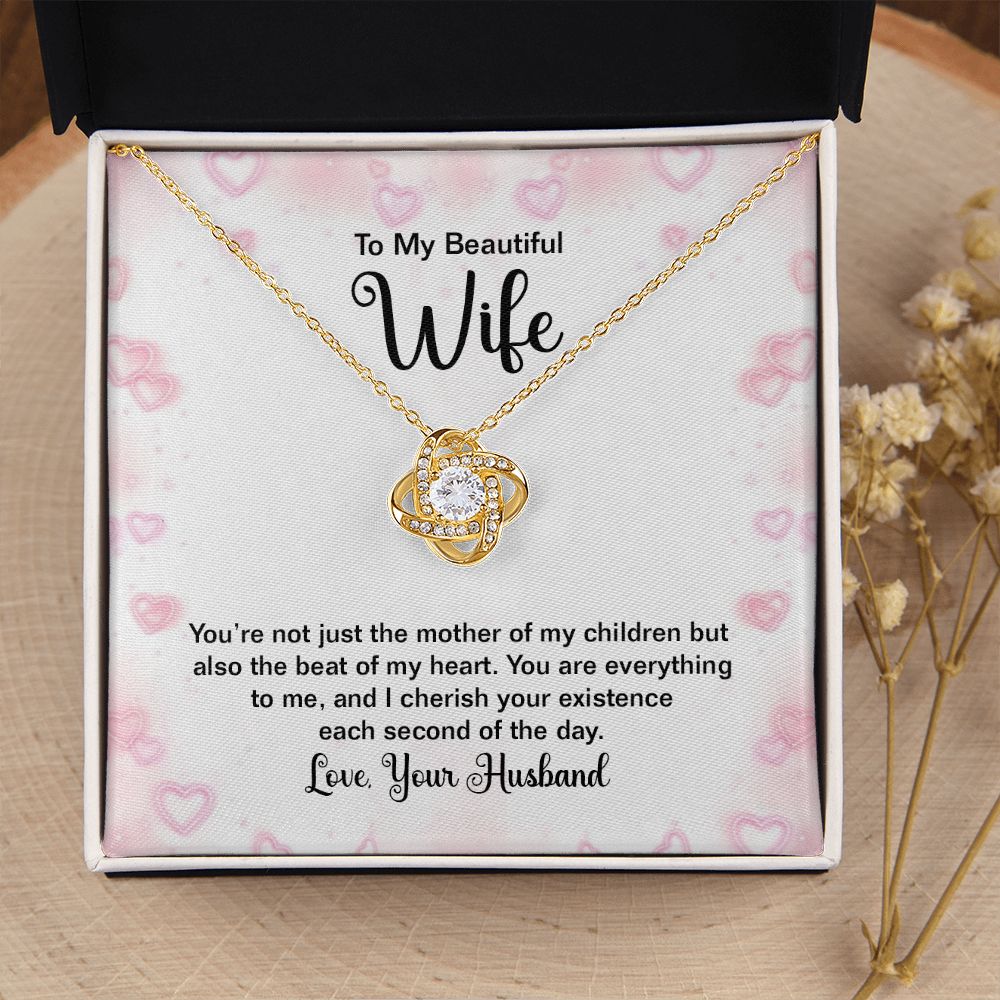 To My Wife Mother of My Children Infinity Knot Necklace Message Card-Express Your Love Gifts