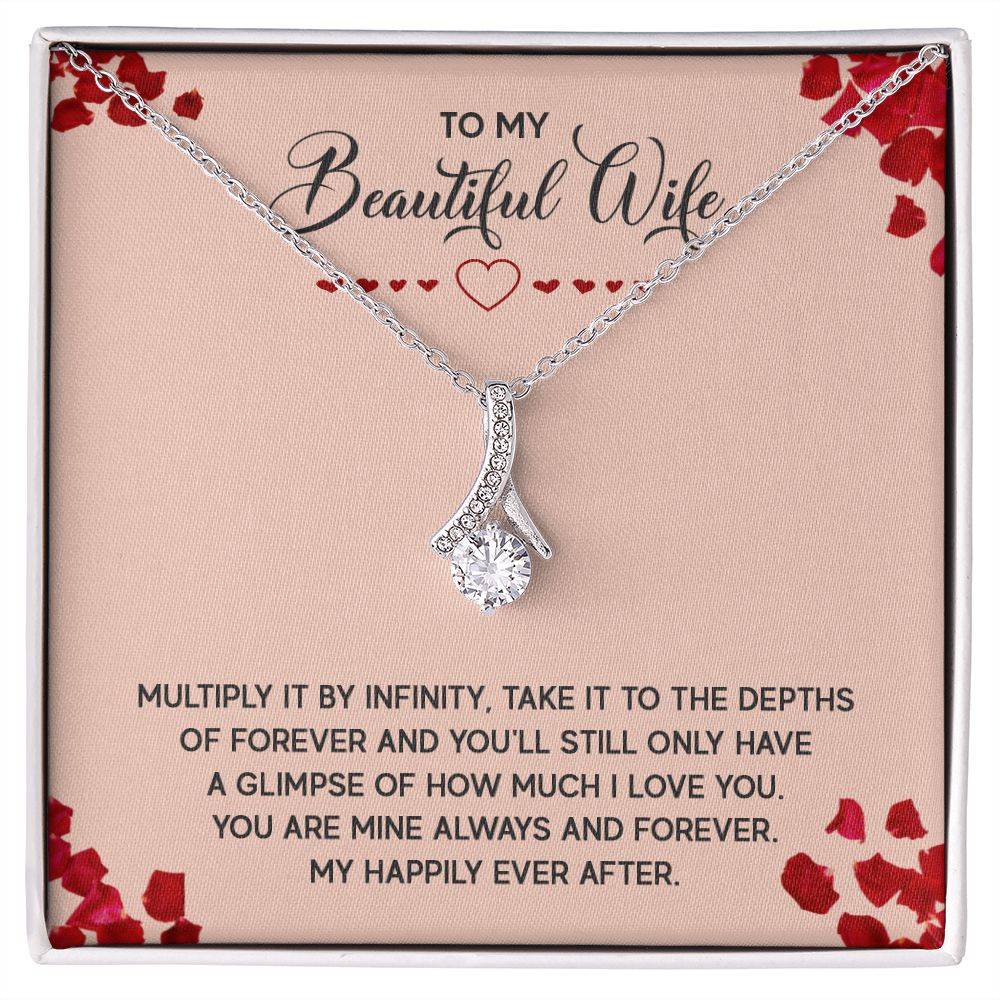 To My Wife Multiply it by Infinity Alluring Ribbon Necklace Message Card-Express Your Love Gifts