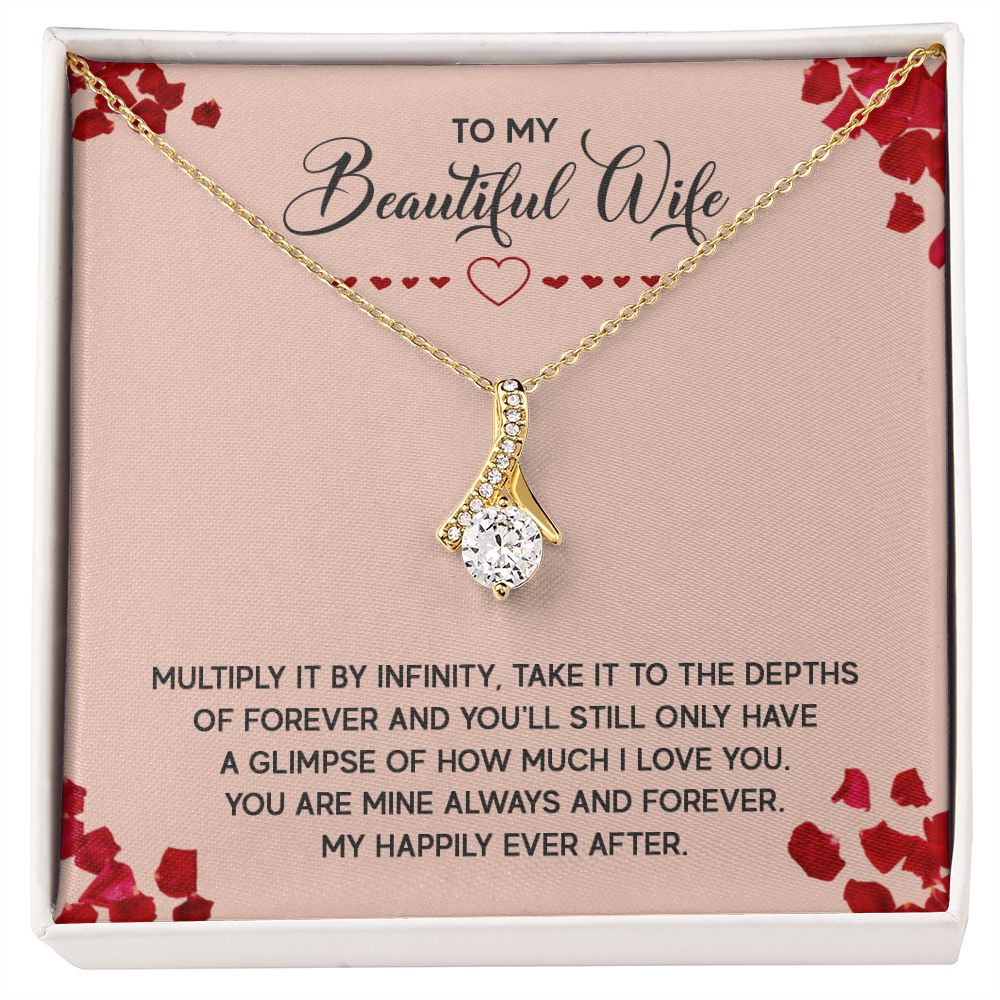 To My Wife Multiply it by Infinity Alluring Ribbon Necklace Message Card-Express Your Love Gifts